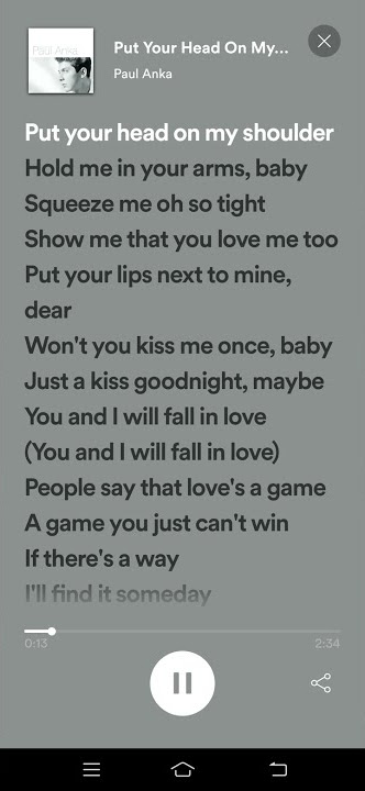 Put Your Head On My Shoulder Lyrics - Paul Anka