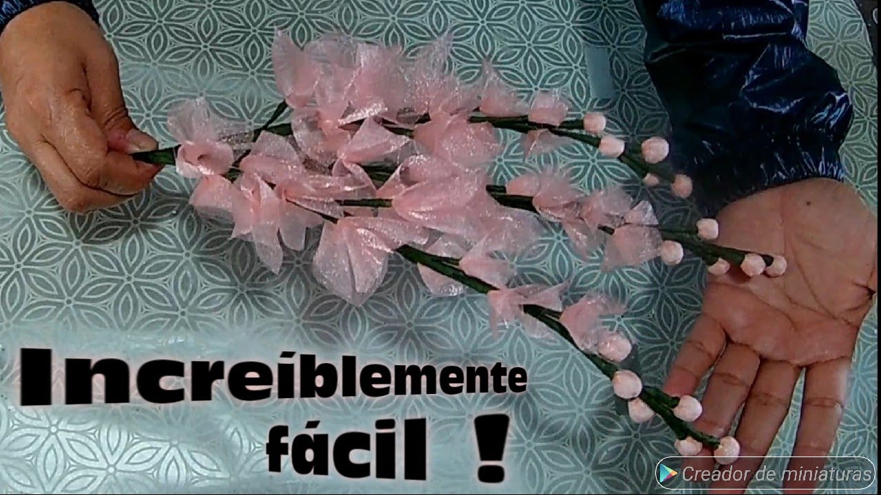 Cómo hacer FÁCIL FLORES CON ORGANZA!!!😀