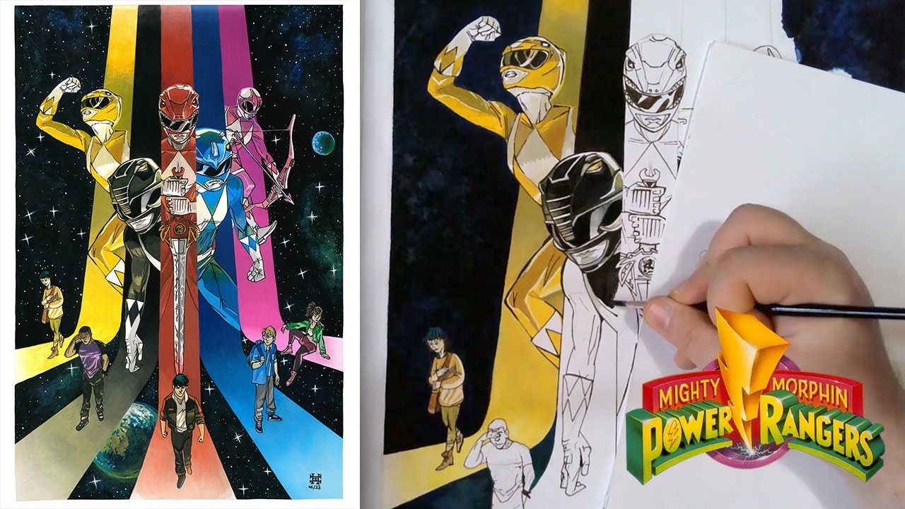 Power Rangers artist copy in watercolour - YouTube