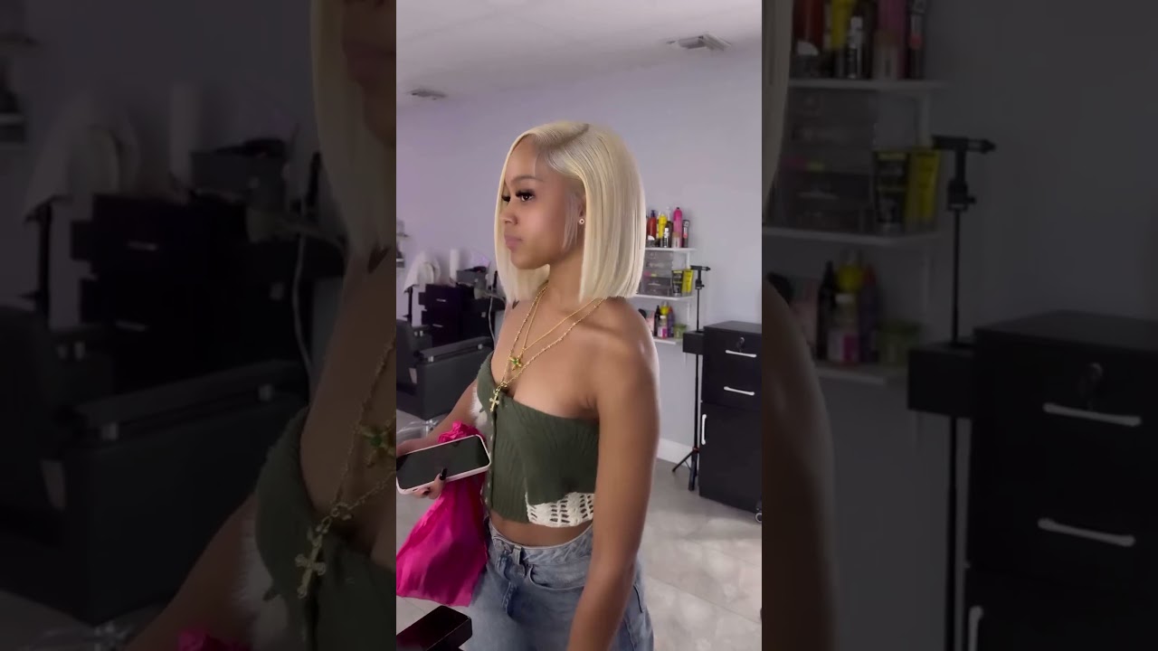 Doubleleafwig 613 blonde human hair short bob pixie cut lace frontal wig short blunt cut wigs