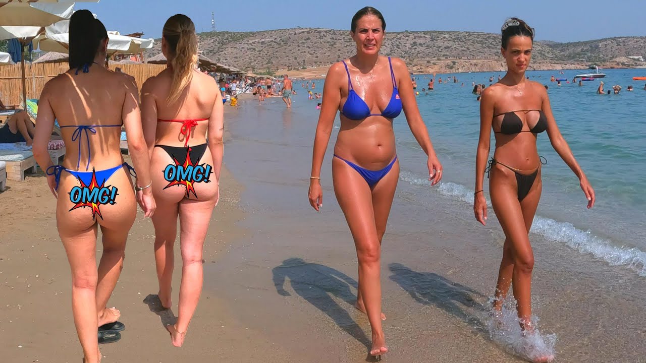 BEACH WALK GREECE🏖️bikini beach🏖️SUMMER PARADISE BEACH🏖️bikini 