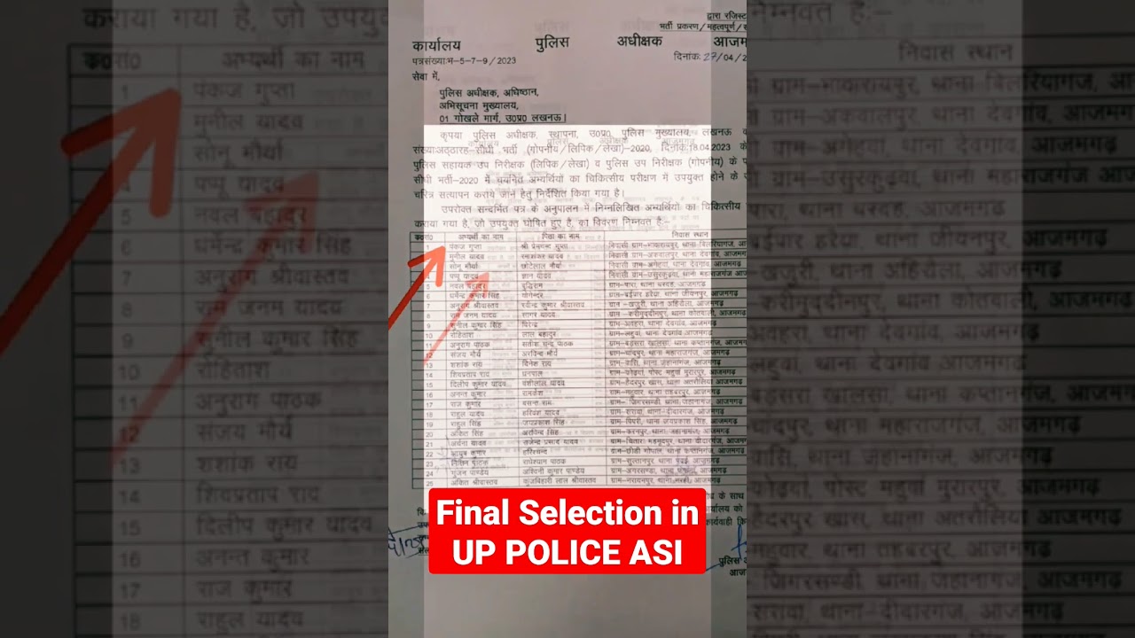 UP POLICE ASI (Ministerial) Final Selection