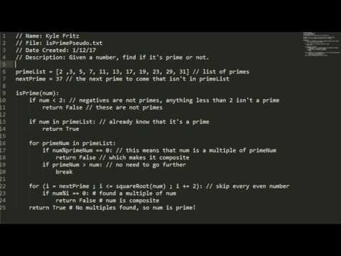 Pseudocode for Determining if a Number is Prime