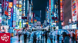 Tokyo Shinjuku, Night Walk In The Cold Autumn Rain 4K