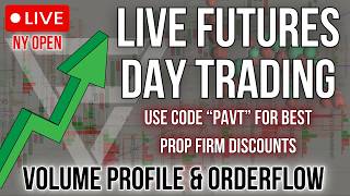 Rollover Day - LIVE DAY TRADING ES & NQ - Volume Profile + Orderflow (Prop Firms code: PAVT)