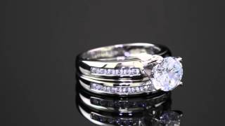 2 Piece 1.90 TCW Cubic Zirconia Bridal Ring Set 10k White Gold