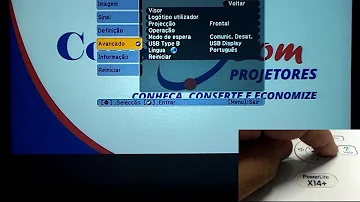 Como inverter a imagem do projetor?