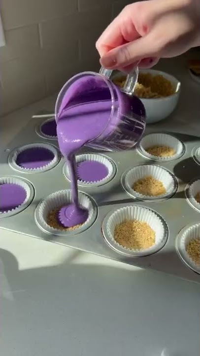 Mini Ube Cheesecakes 💜 #ube #filipino #filipinofood #cheesecake #foodie #cooking #baking #dessert