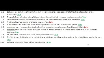 INTRODUCTION TO  DATABASE MANAGEMENT SYSTEM     A LEVEL JANUARY 2021 SOLVED PAPER PART 1
