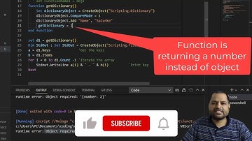 Object required error in VBScript  | set keyword in vba | return object from function