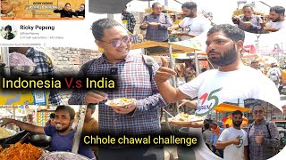 Indonesia V.s India Chhole chawal challenge | only ₹20 food | @RickyPepeng   | street food India