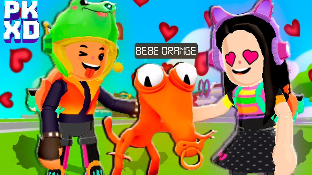La Familia Pk Adoptan A Orange De Rainbow Friends En Pk Xd 🐸 Nala Santi Simba Youtube