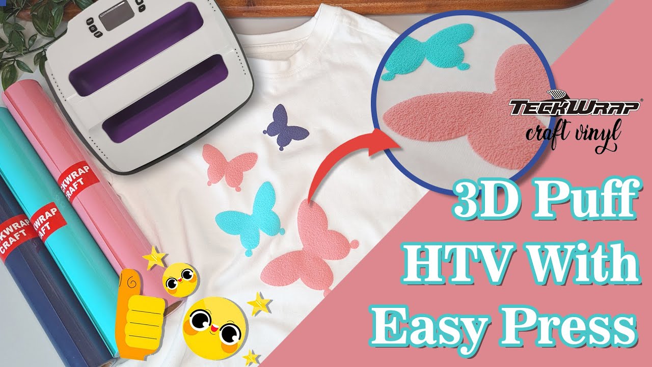 DIY Butterfly 🦋 T-Shirt with Puff Heat Transfer Vinyl Using Easy Press