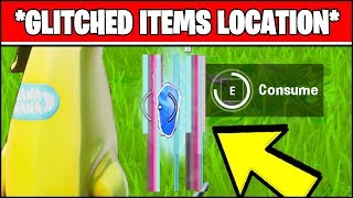 CONSUME GLITCHED FORAGED ITEMS LOCATIONS (Fortnite SEASON X Week 4 ALL GLITCHED ITEMS LOCATIONS)