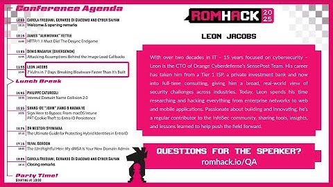 RomHack 2025 - Leon Jacobs - 7 Vulns in 7 Days: Breaking Bloatware Faster Than It’s Built