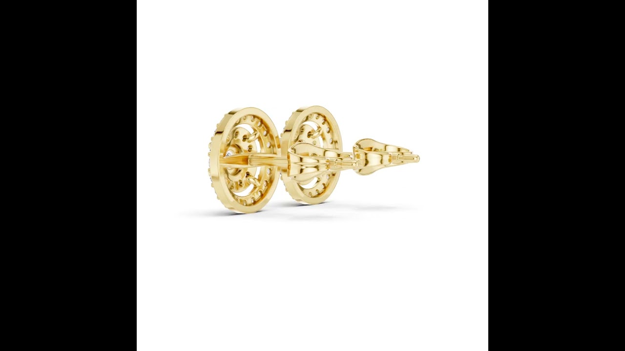 Round Brilliant Cut Diamond Double Halo Stud Earrings