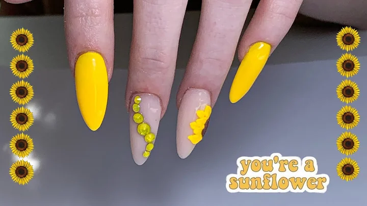 Acrylic sunflower nails