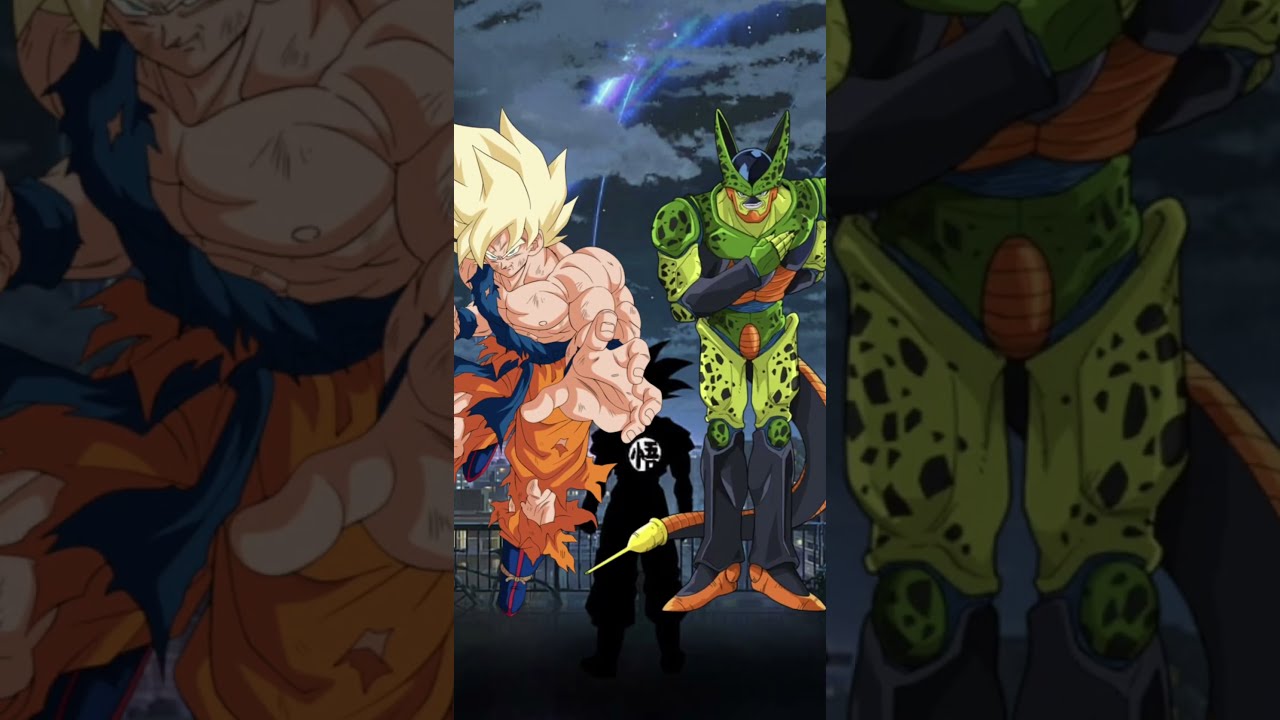 Download Super Saiyan Goku Against Cell In The Cell Games Wallpaper |  Wallpapers.com