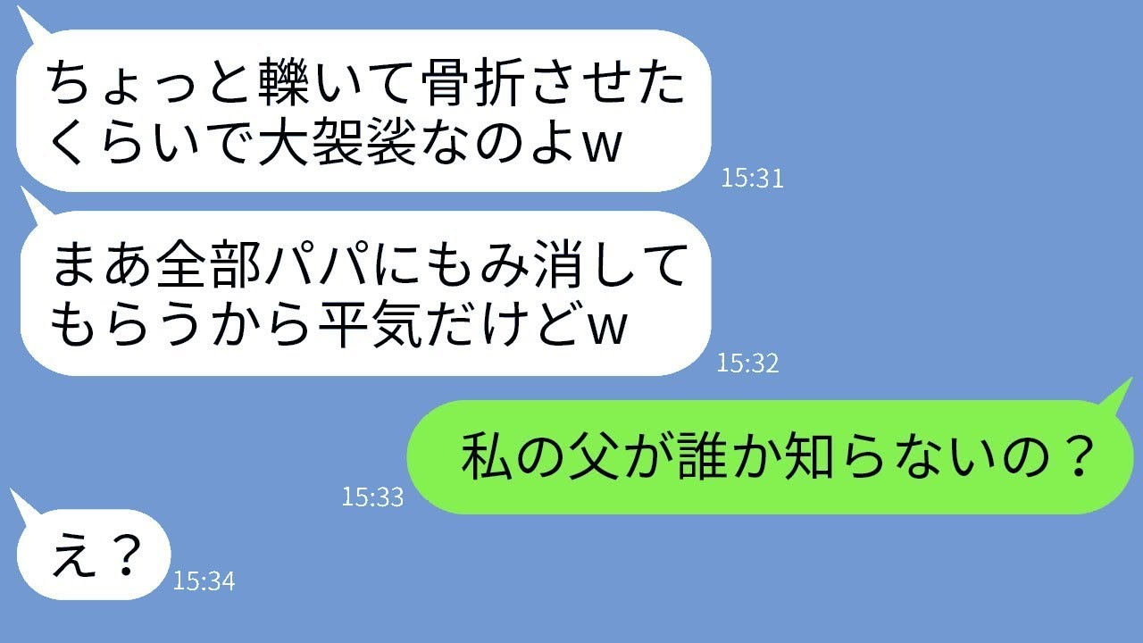 飲酒運転で私を轢いて緊急搬送させた地方議員の馬鹿娘が「パパがどうせもみ消すしw」と言った時、私の父親の正体を教えた時の彼女の反応がwww