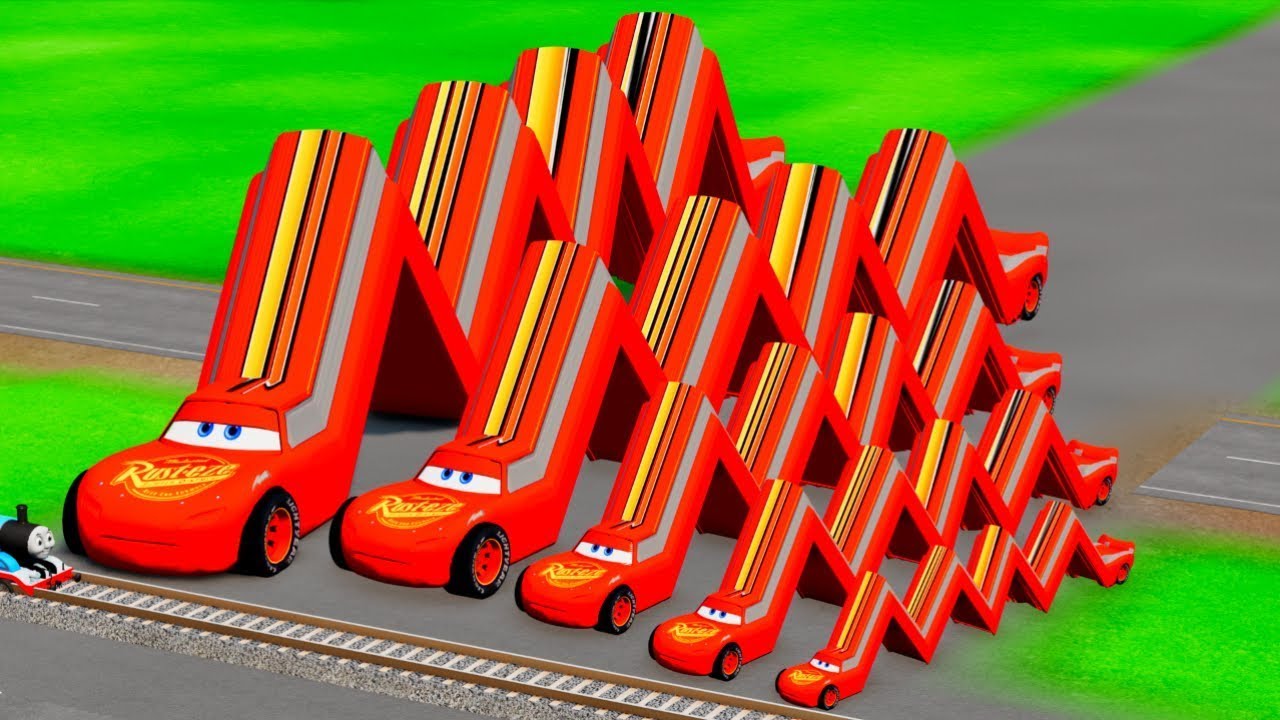 Big & Small Long Articulated Lightning Mcqueen Vs Thomas Train The Tank Engine_Beamng.Drive