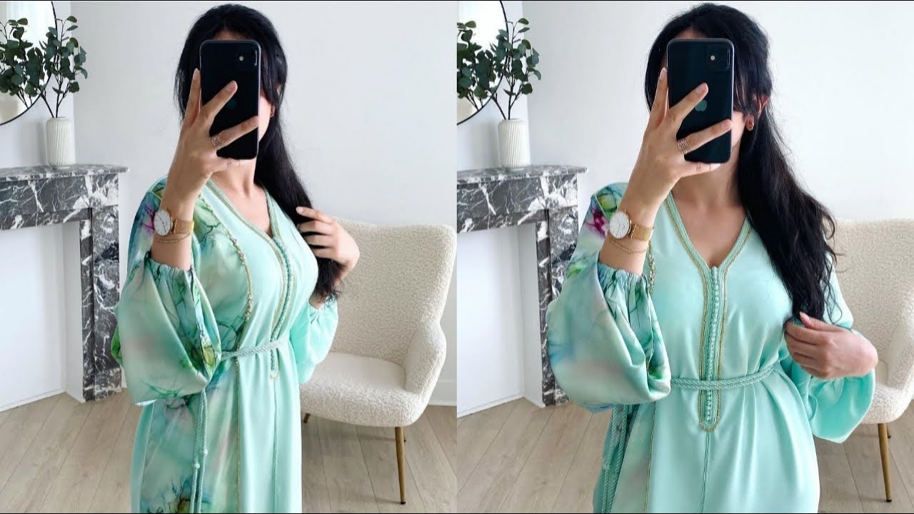 تفصيل قفطان بقصة جديدة ولاكمام مفخخة كلوش