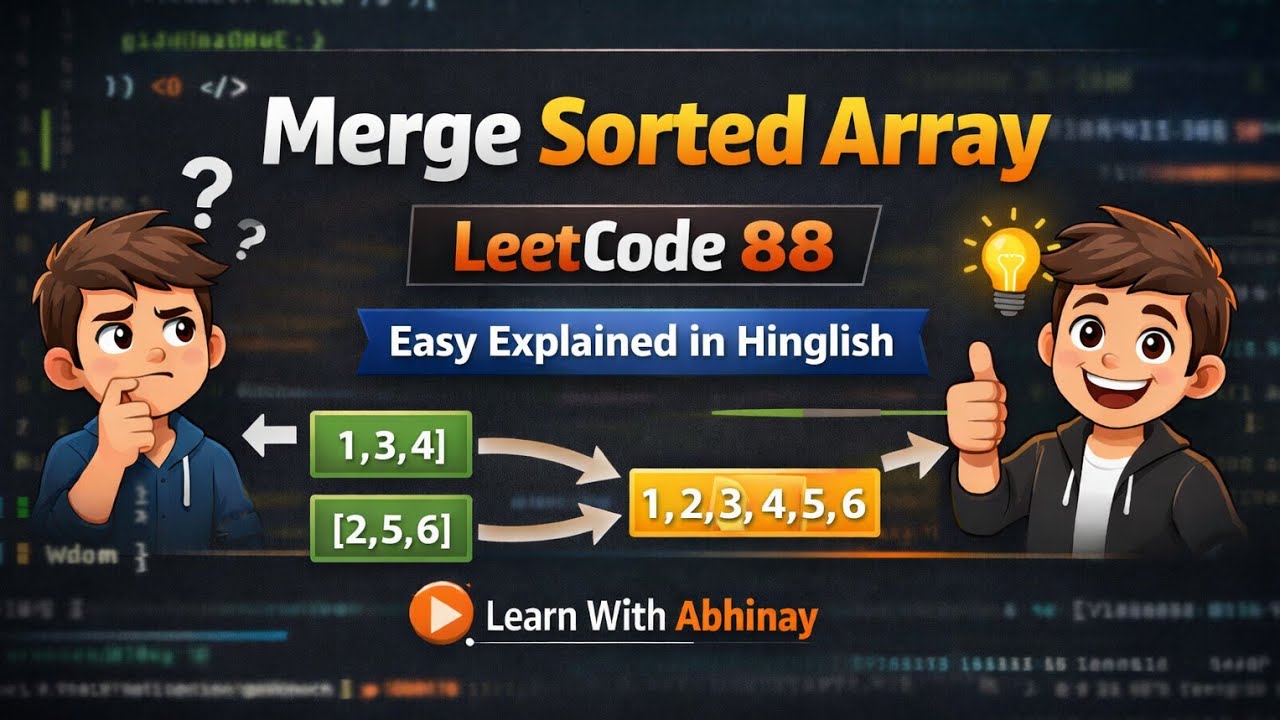 Merge Sorted Array LeetCode 88 | Easy Explained in Hinglish | Learn With Abhinay