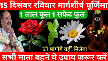 15 दिसंबर रविवार मार्गशीर्ष पूर्णिमा को 1 लाल फूल 1 सफेद फूल वाला उपाय जरूर करे || Pradeep Ji Mishra