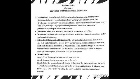 PMI ( Principle of Mathematical Induction ) class 11 ch 4 revision Notes