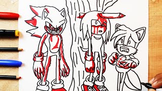 COMO DIBUJAR a SONIC.EXE VS KNUCKLES Y TAILS