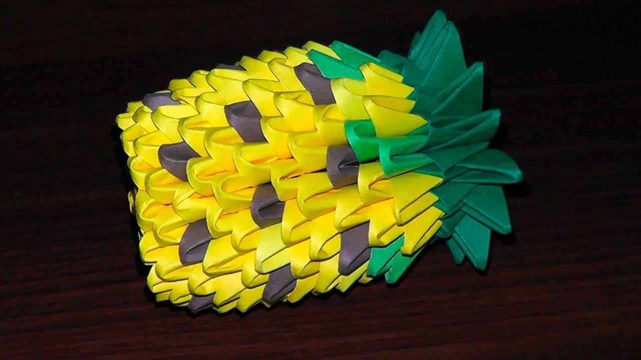 3D origami pineapple (tutorial, instructions) for beginners YouTube