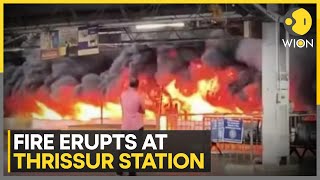 Thrissur Station Fire Erupts At Thrissur Railway Station 2wheeler Parking Area Also Catches Blaze