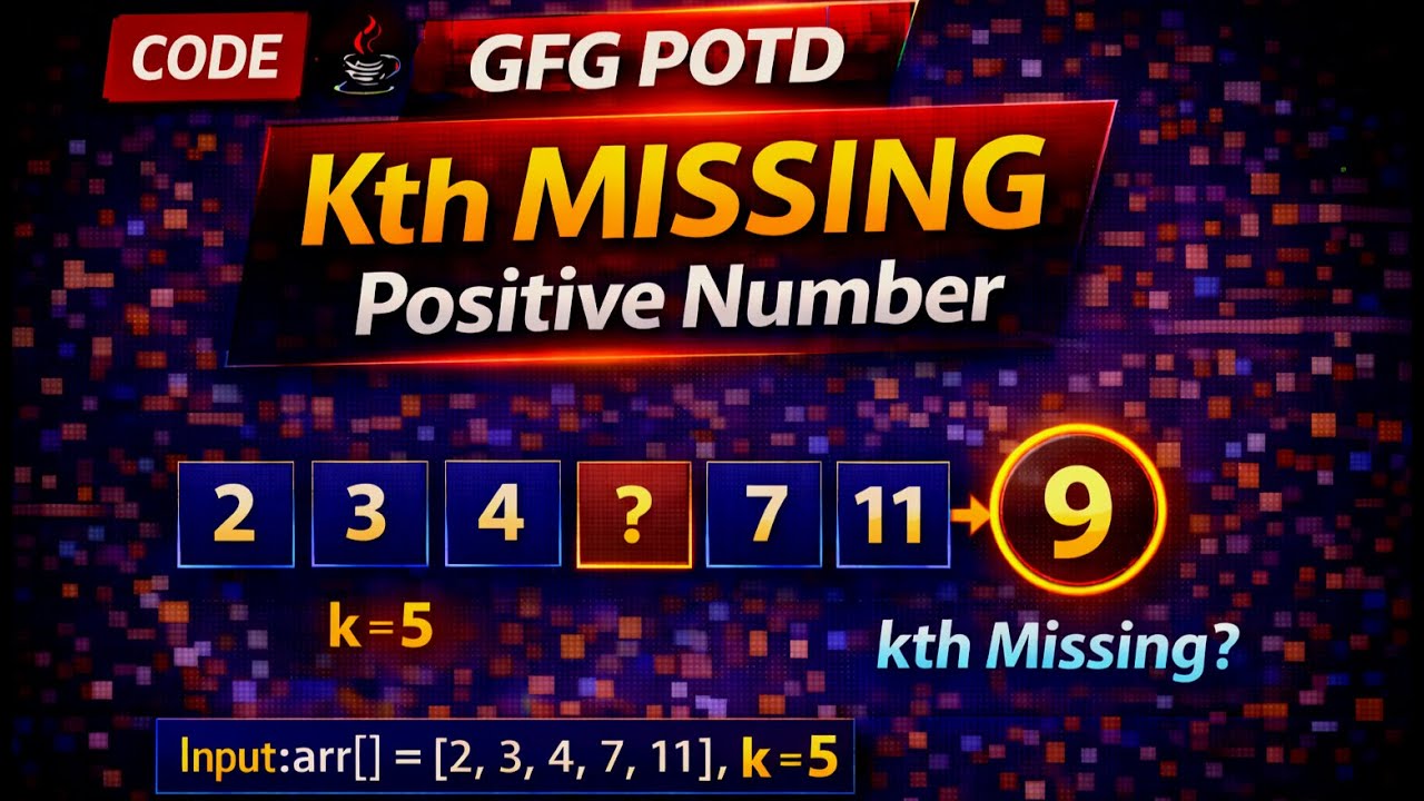 Kth Missing Positive Number | GFG POTD | Binary Search | Java