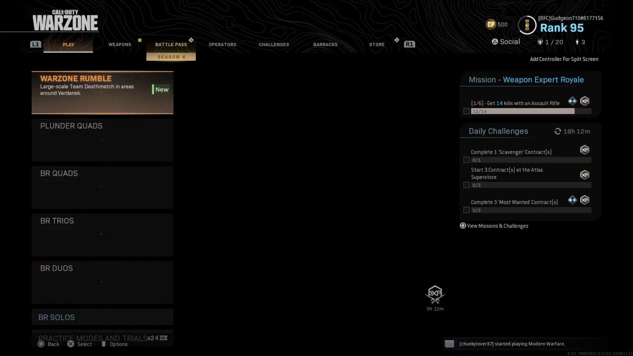 Gudgeonator94's Live Warzone 1.22 Patch
