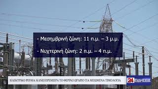 ΗΛΕΚΤΡΙΚΟ ΡΕΥΜΑ ΚΑΝΕΙ ΠΡΕΜΙΕΡΑ ΤΟ ΘΕΡΙΝΟ ΩΡΑΡΙΟ ΓΙΑ ΜΕΙΩΜΕΝΑ ΤΙΜΟΛΟΓΙΑ