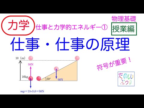 【仕事】【仕事の原理】高校物理　物理基礎　力学　仕事と力学的エネルギー① 仕事・仕事の原理　授業