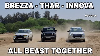 Thar pe dil aagya yaar 😍 | Brezza -  Thar - Innova together in one frame | Vog 26 |  Harsh creations