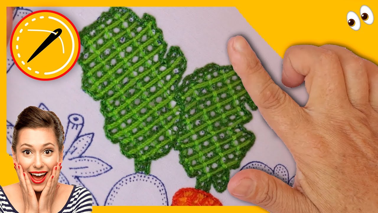 🙋🏻‍♀️ BORDADOS FACILES 59🧶Como bordar HOJAS DE ZANAHORIA PASO A PASO 🌿