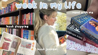 fall reading vlog 👻🍁 book shopping, book journaling, + reading stephen king