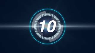 No Copyright free Futuristic countdown timer counting down from ten to zero.