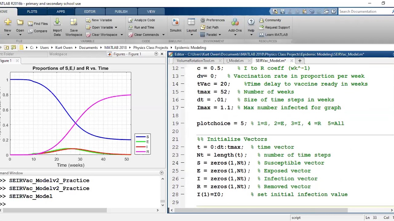 MATLAB SEIR w time constants - YouTube