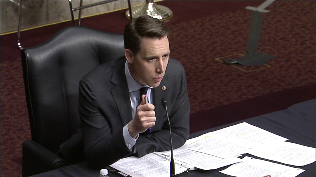 Senator Hawley at a joint hearing to discuss the events of Janaury 6 at the Capitol