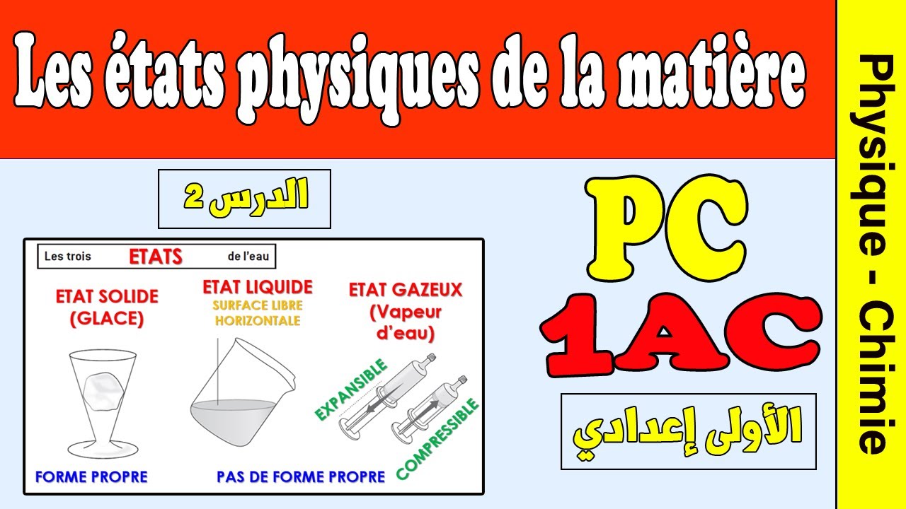 Les états physiques de la matière la masse et le volume 1ère années collège | cours pc 1AC