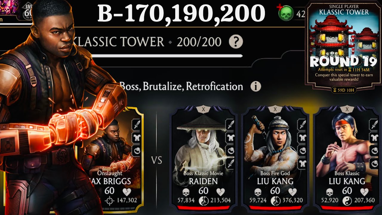 Klassic Tower Boss Battle 200 & 170, 190 Fight + Rewards Mortal Kombat Mobile