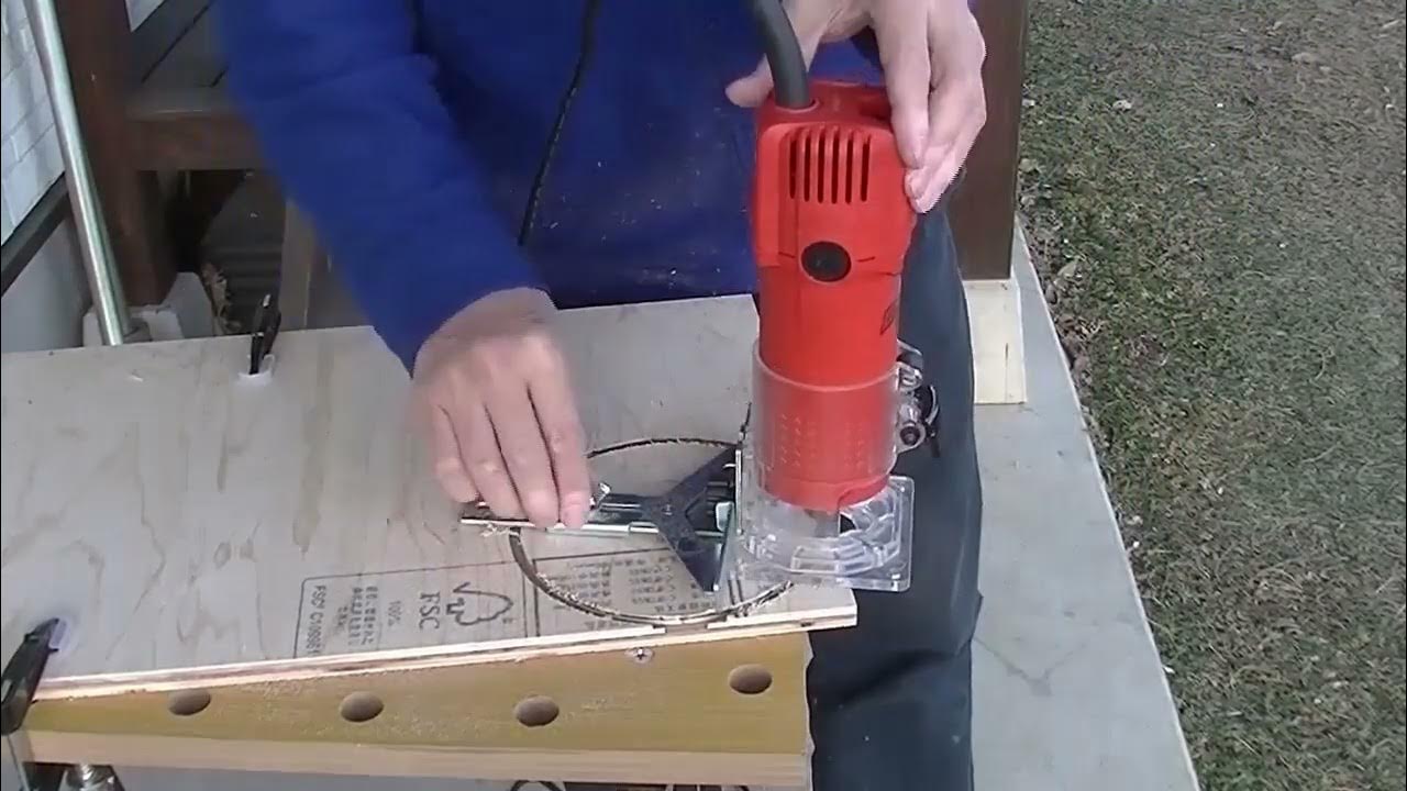 トリマーの平行ガイドで円切り加工(サークルカット) スリムビスを使ってすぐにできるやり方(解説字幕付き) Circle cut with a