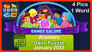 4 Pics 1 Word - Games Galore - January 2023 - Answers Daily Puzzle + Bonus Puzzle #4pics1word screenshot 1