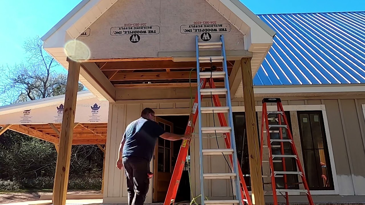 Installing Hardie board trim around the beams of the front porch. YouTube