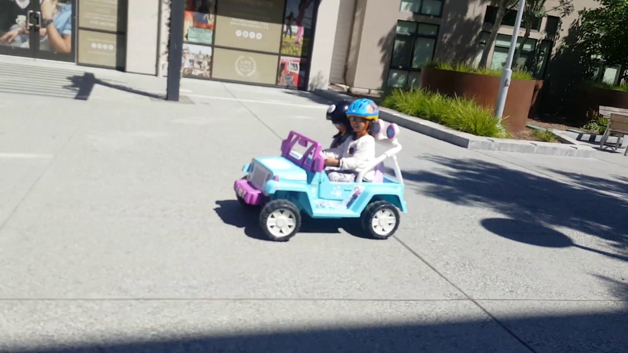 Girls enjoying their 18v power wheels jeep YouTube