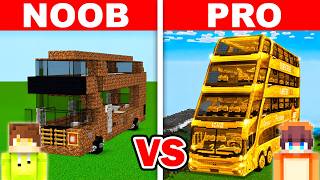 NOOB vs PRO: GIANT BUS HOUSE BUILD CHALLENGE