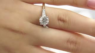 Round And Tapered Baguette Cut Engagement Ring TR1032