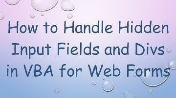 How to Handle Hidden Input Fields and Divs in VBA for Web Forms